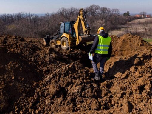 Construction site inspection during civil infrastructure works.