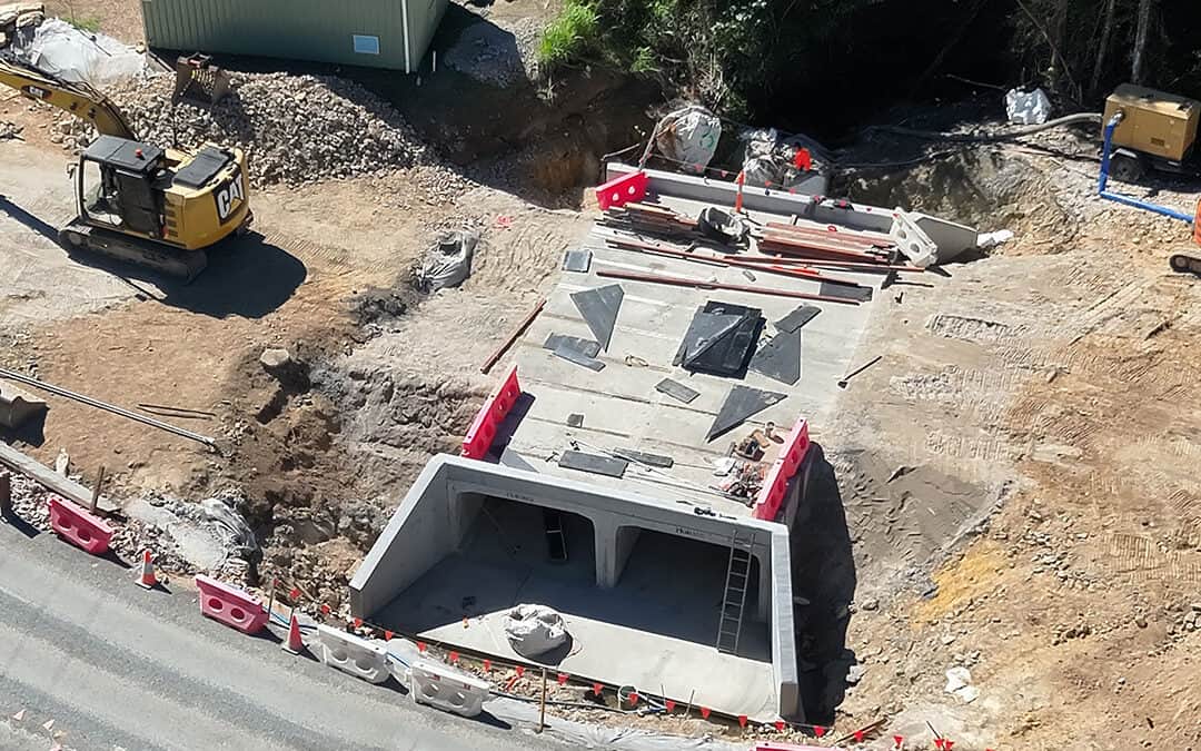 Precast concrete box culverts installed as part of the Etty Bay Road Crossing Upgrade.
