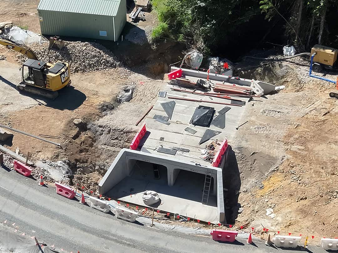 Precast concrete box culverts installed as part of the Etty Bay Road Crossing Upgrade.