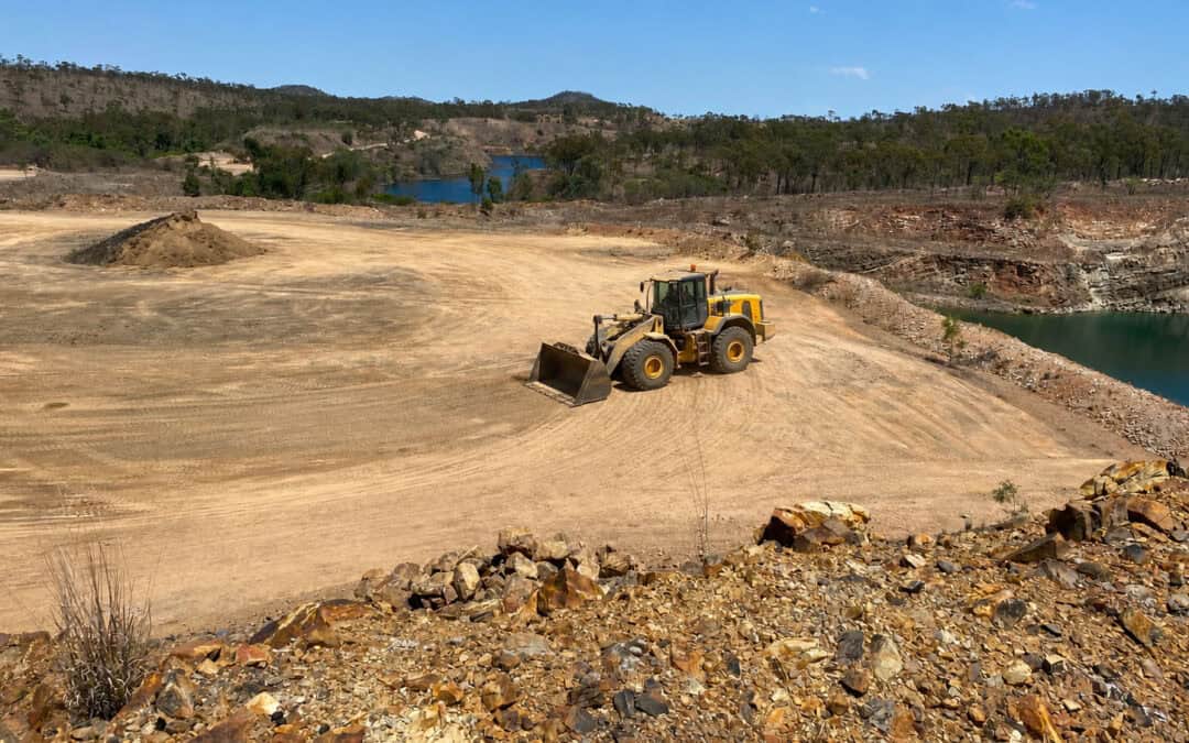Earthworks underway at the Far Fanning project site with construction equipment in the background.