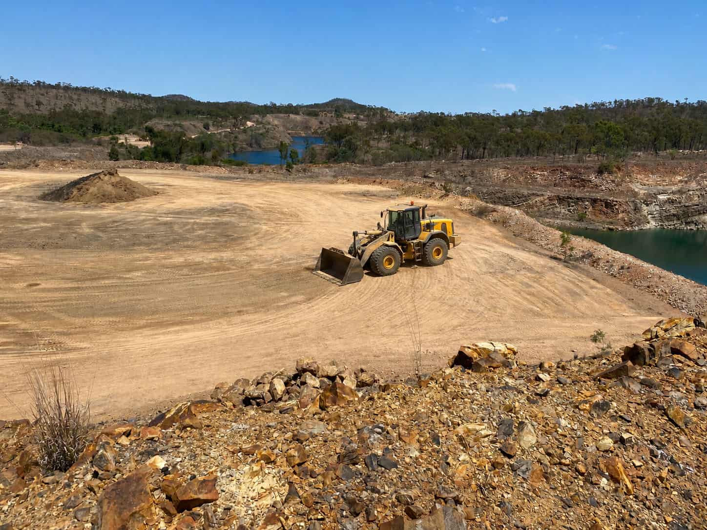 Earthworks underway at the Far Fanning project site with construction equipment in the background.