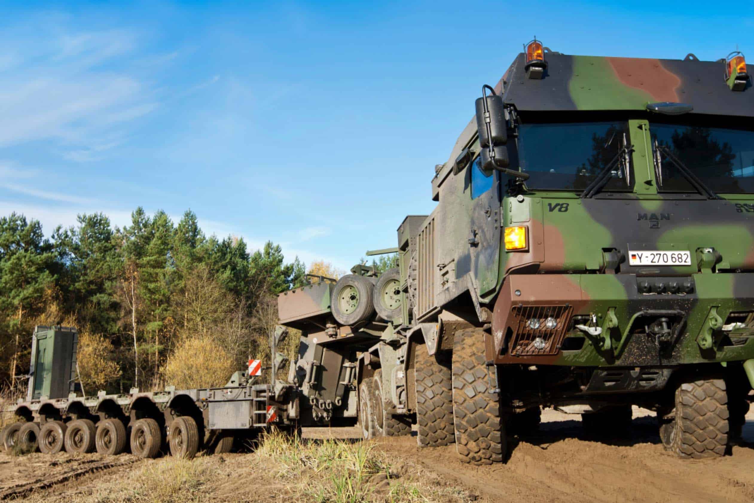MAN HX81 Defence vehicle at Lavarack Barracks used to inform intersection design for heavy vehicle access.